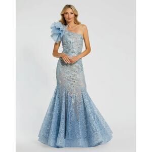 Mac Duggal Embellished Tulle Flower Mermaid Gown 79456 Powder Blue 4